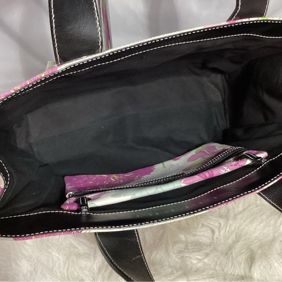 Rare Burberry London Floral Pattern Canvas & Leather Tote Bag EUC - Picture 10 of 13